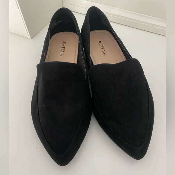 Black Suede Pointed Toe Loafers - Picture 4 of 6